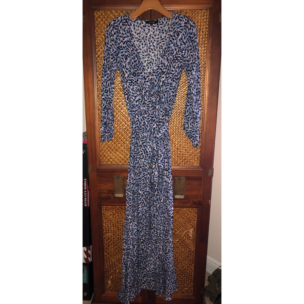 Olivaceous polka dot faux wrap maxi dress